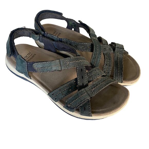 EARTH ORIGINS Women's Size 7M Savoy Sammie Sandals Blue Strappy Comfy Leather - Picture 12 of 13